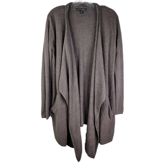 Barefoot Dreams Cozy Chic Lite Relaxed Gray # 903 Medium Cardigan Sweater - Picture 2 of 9